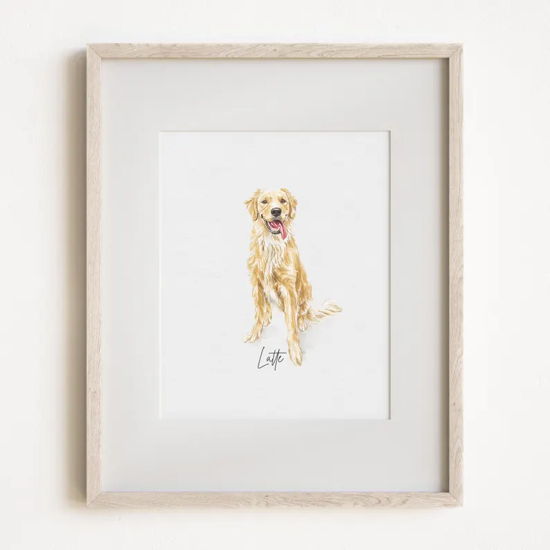 Custom pet portraits are a great way to show you care about her and her pet! Credit: Megan Mya / Etsy